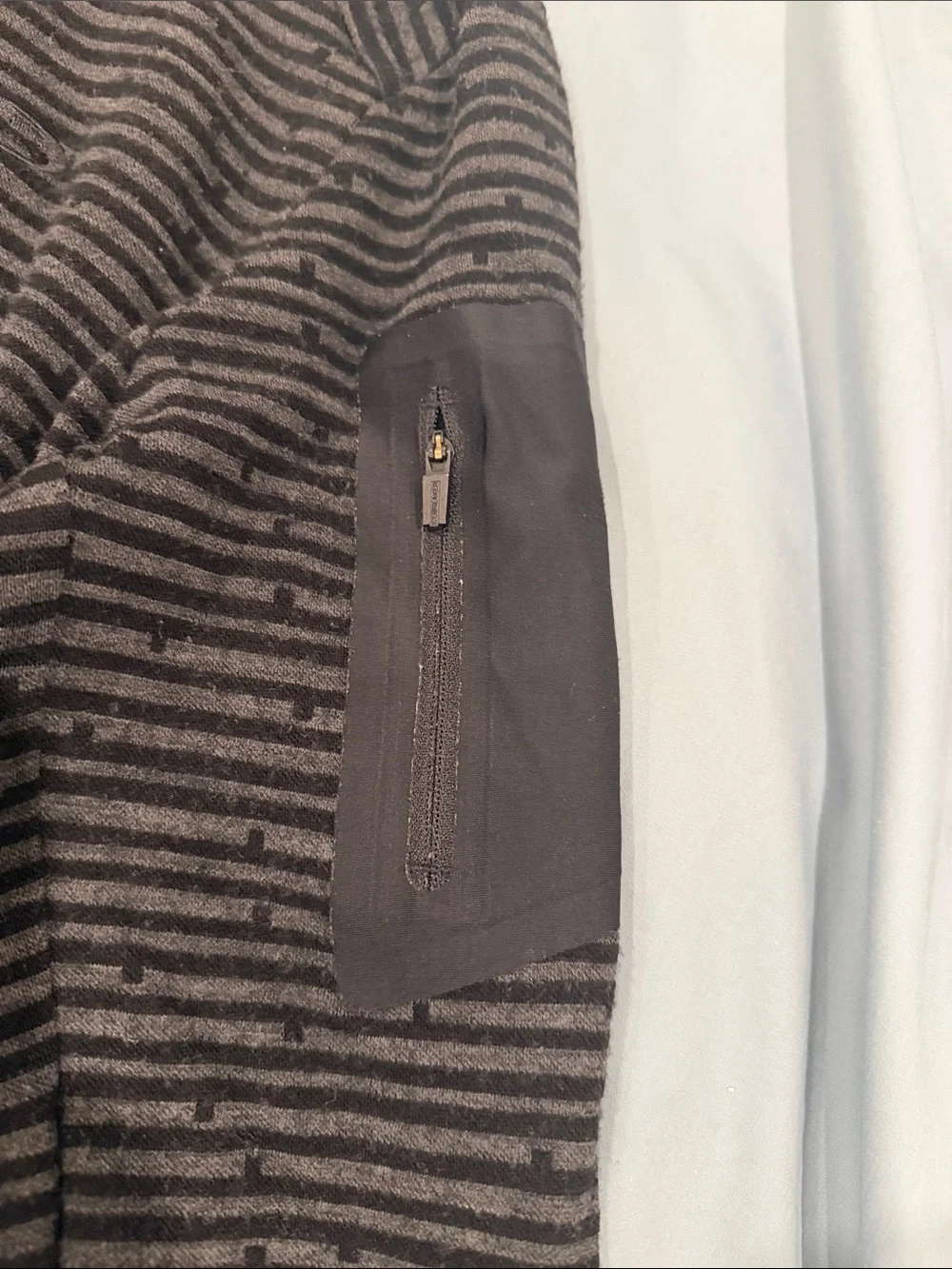 Icebreaker Men's Charcoal and Black Striped Half-Zip Sweater